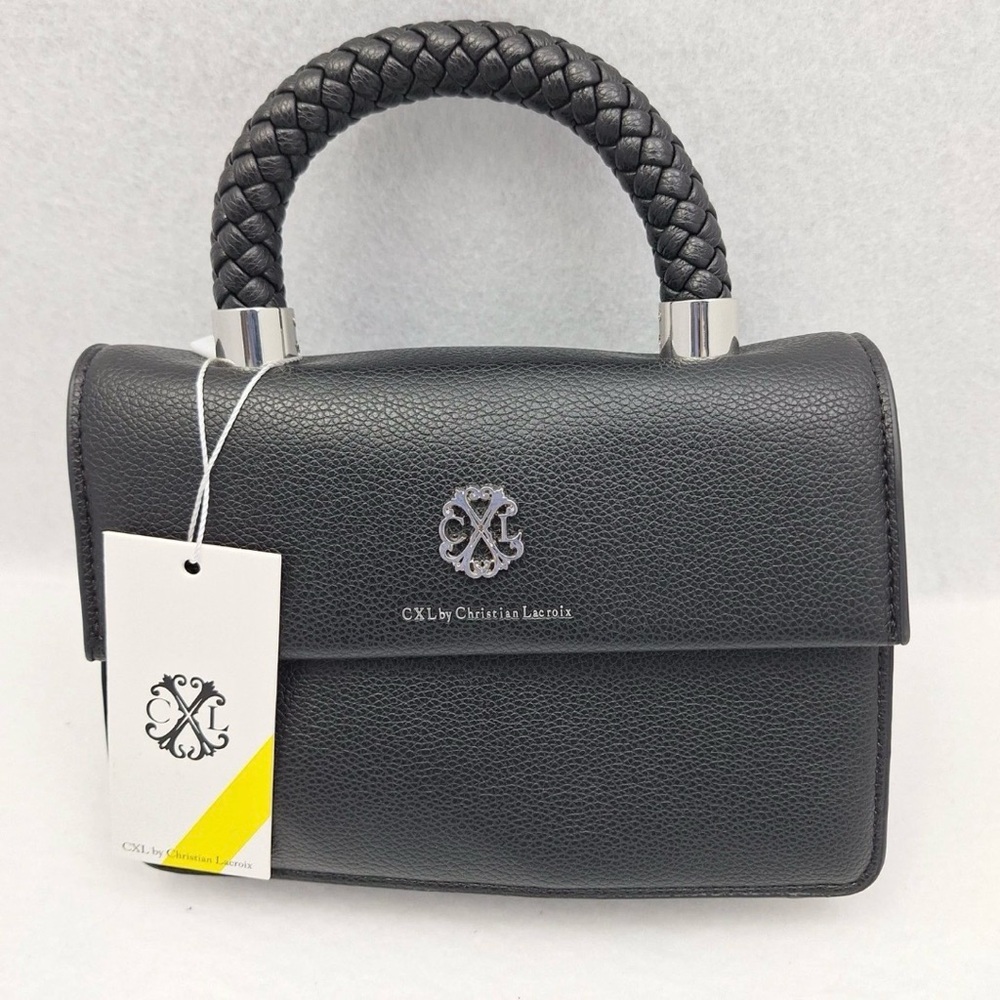 CXL Christian Lacroix Jardin Braided Handle Satchel Crossbody Bag Black NWT